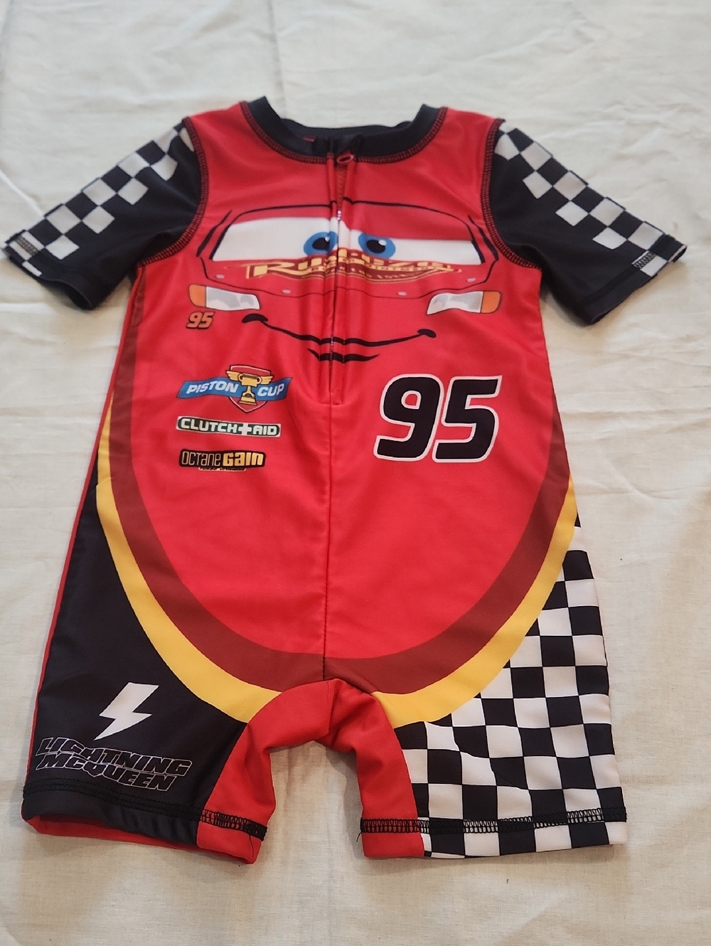Disney Red and Black Lightning McQueen Racer Swim Suit, Size 3T
